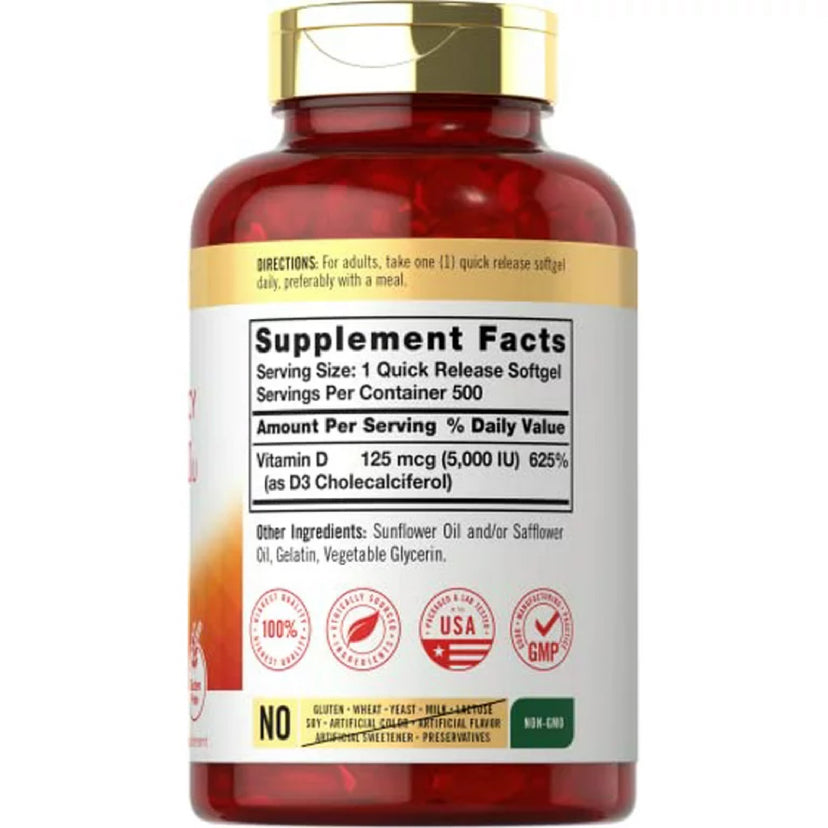 Vitamina D3 Carlyle 125mcg(5.000IU) (500 softgels)