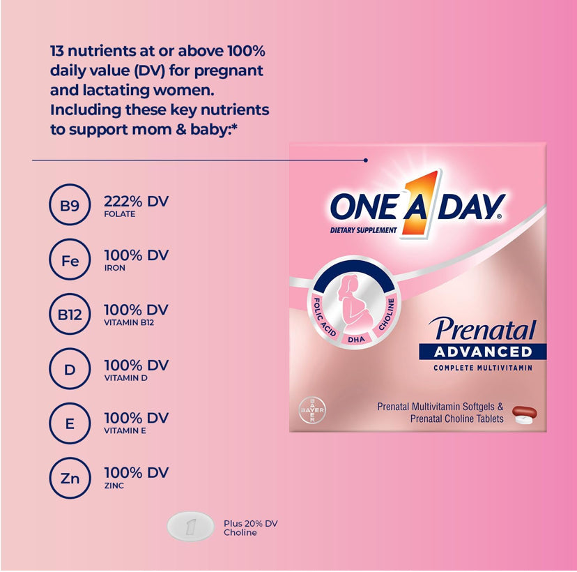 Multivitaminico Prenatal Advanced con Ácido Folico One A Day (90+90)