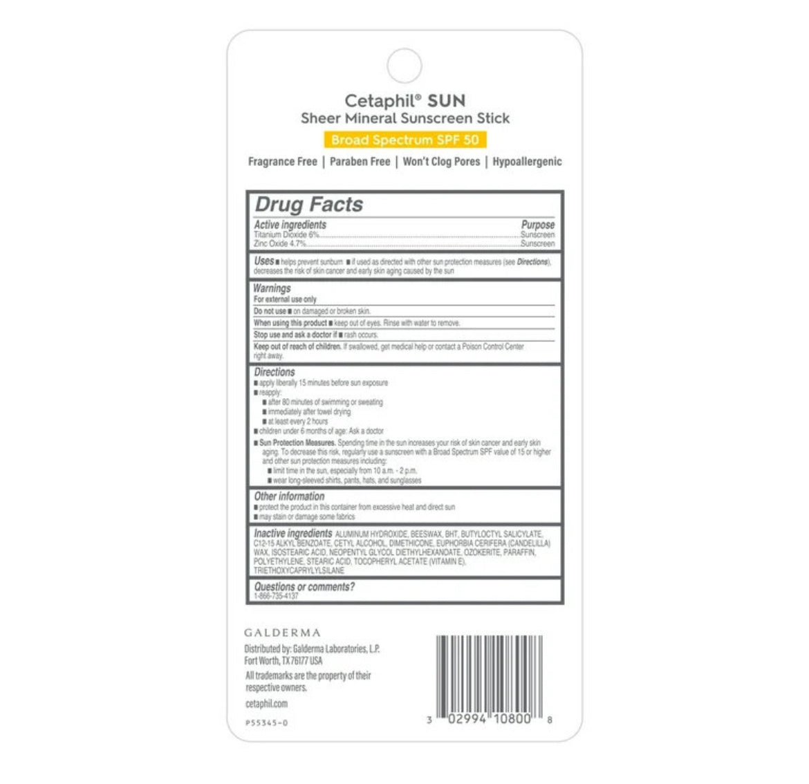 Protector Solar en Barra para rostro y cuerpo SPF 50 (14g) Cetaphil