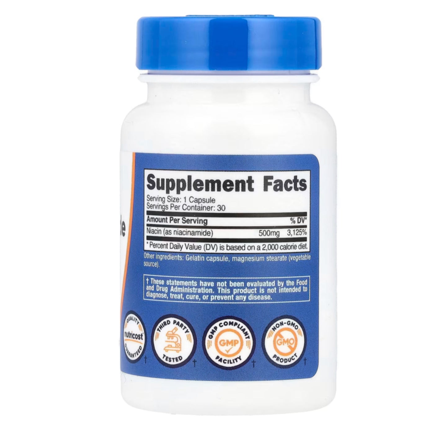 Niacinamida Vitamina B3 Nutricost 500mg (30 cápsulas)