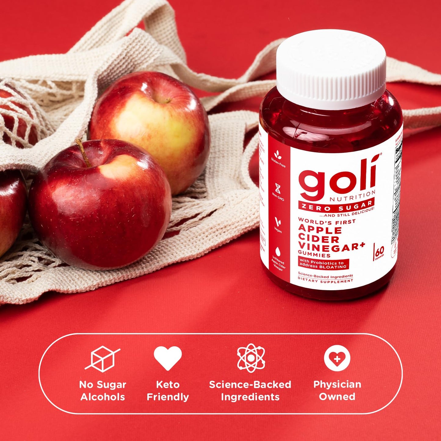 Vinagre de Sidra de Manzana GOLI sin azúcar (60 gomitas)