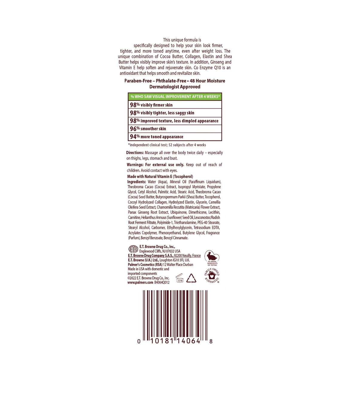 Crema Hidratante Reafirmante con fórmula de Manteca de cacao Palmers (315 ml)