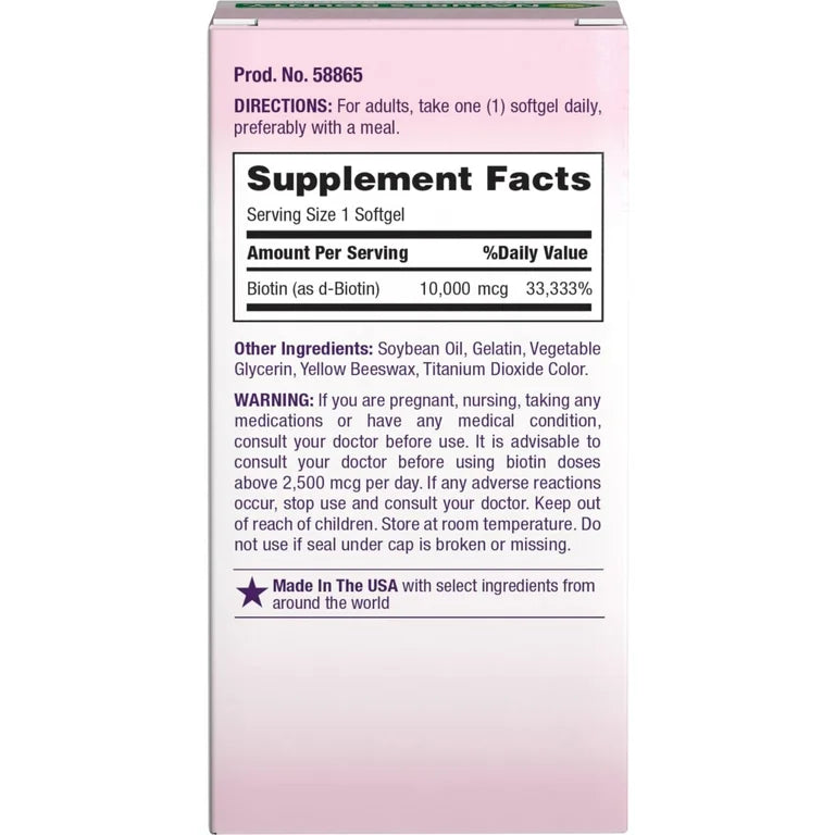 Biotina Nature's Bounty 10.000mcg (90 softgels)