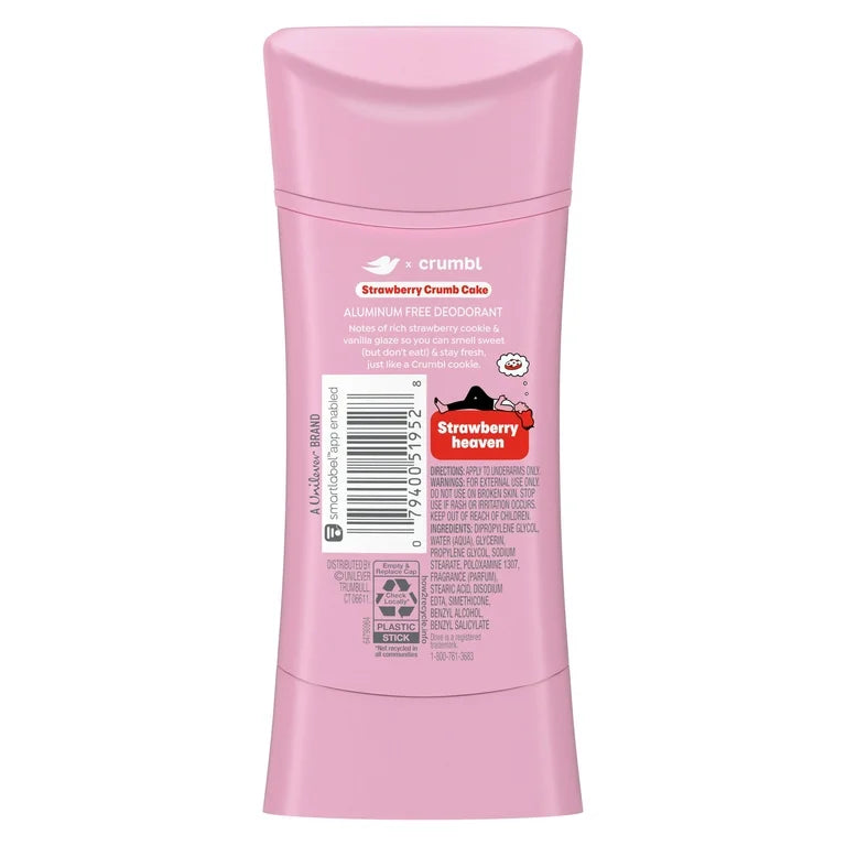 Desodorante Libre de Aluminio Dove x Crumbl Strawberry Crumb Cake (2.6 Oz)