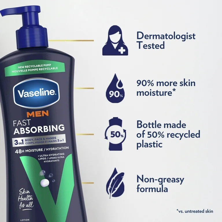 Crema Corporal Hidratante Vaseline para Hombre (600ml)