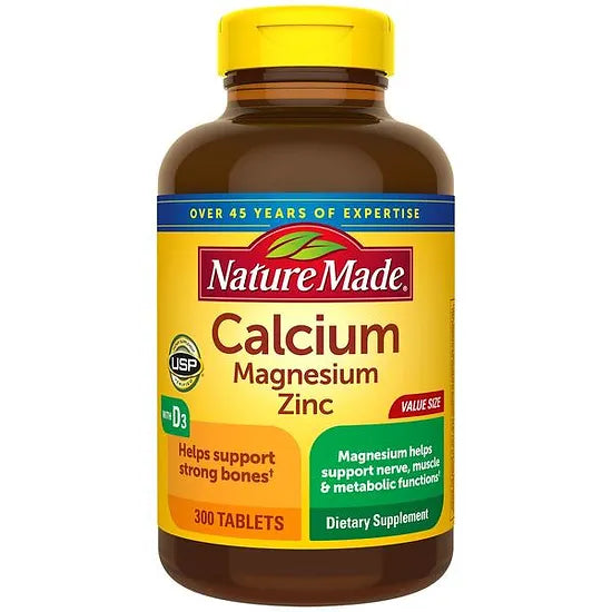 Calcio, Magnesio y Zinc con D3 Nature Made (300 tabletas)