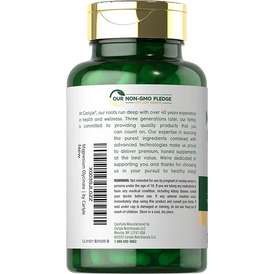 Glicinato de Magnesio + Ashwagandha Carlyle (120 cápsulas)