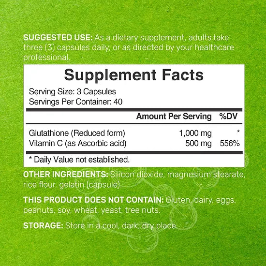 Glutathione + Vitamina C Deal Supplement 1.000mg (120 cápsulas)