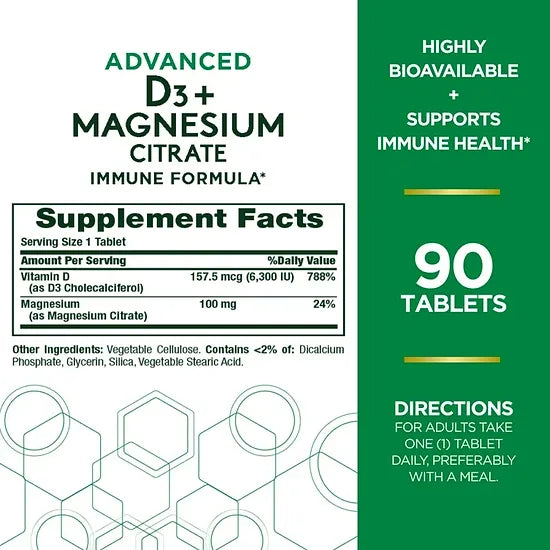 Citrato de Magnesio + Vitamina D3 Nature’s Bounty (90 tabletas)