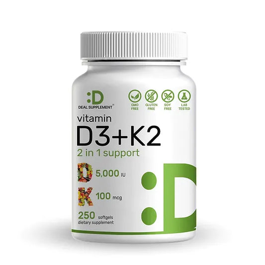 Vitamina D3 + K2 Deal Supplement (250 softgels)