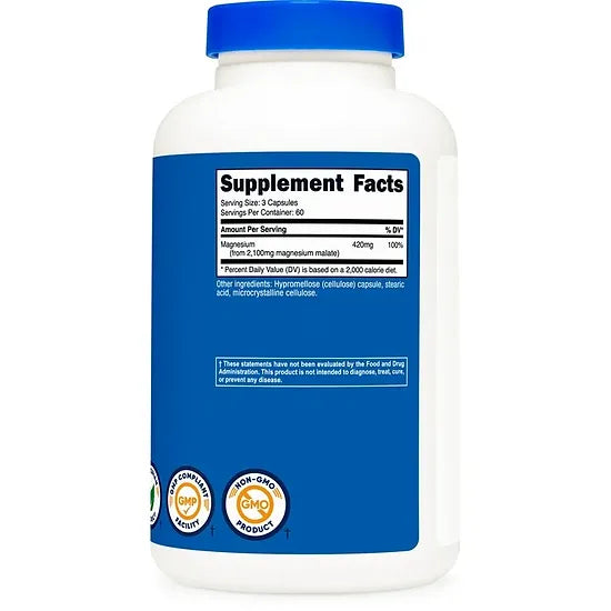 Malato de Magnesio Nutricost 2.100mg (180 cápsulas)