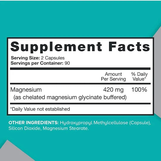 Glicinato de Magnesio Qunol 420mg (180 cápsulas)