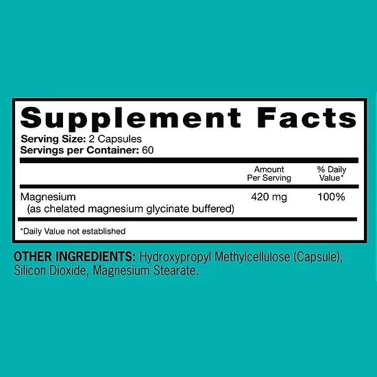 Glicinato de Magnesio Qunol 420mg (120 cápsulas)