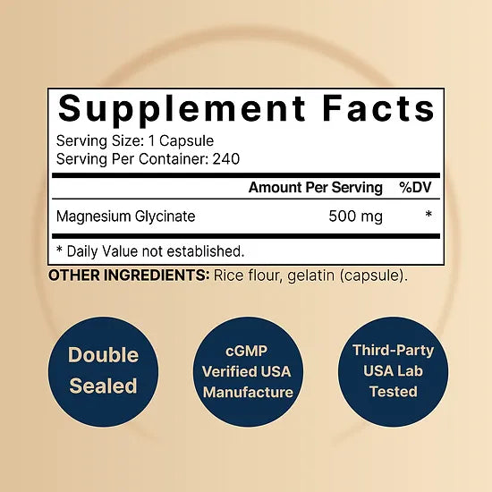 Glicinato de Magnesio NatureBell 500mg (240 cápsulas)
