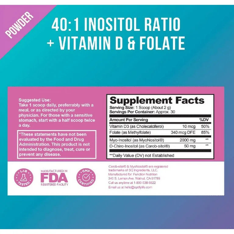 Myo and D-Chiro Inositol + Ácido Folico y Vitamina D Optify (30 servicios)