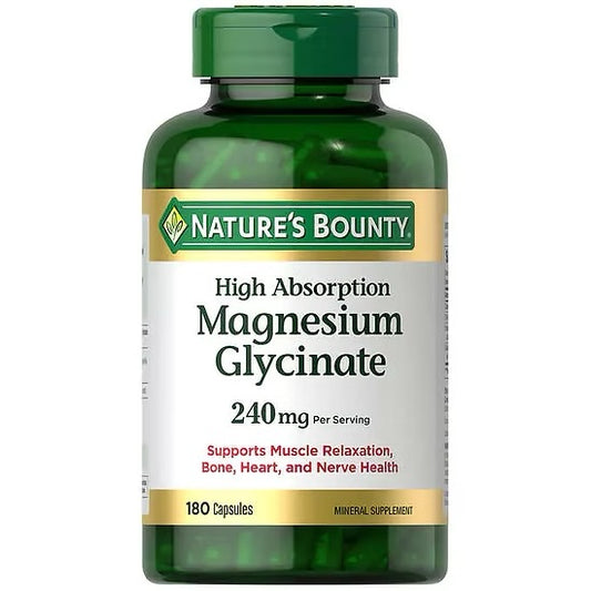 Glicinato de Magnesio Nature’s Bounty 240mg (180 cápsulas)