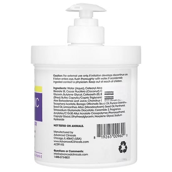 Crema Hidratante para Manos y Rostro con Ácido Hialuronico Advanced Clinicals