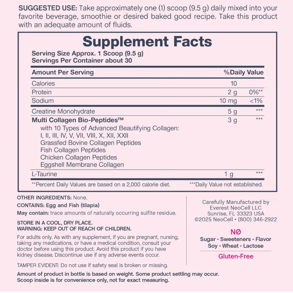 Creatina+ Multi Colágeno Bio-Peptides Protein NEOCELL (285 gramos)