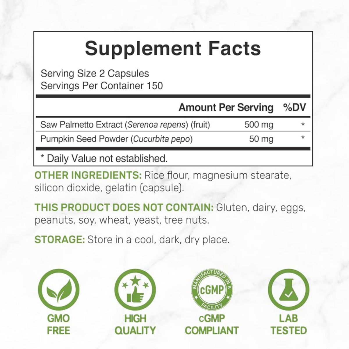 Saw Palmetto + Pumpkin Seed Deal Supplement (300 cápsulas)