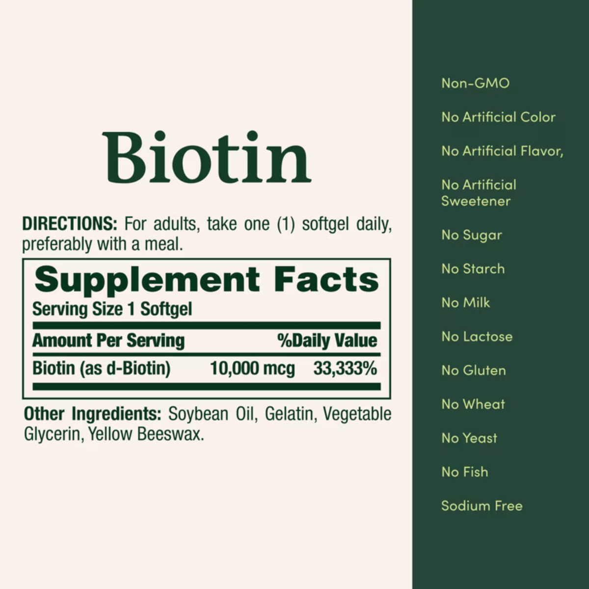 Biotina Nature's Bounty 10.000mcg (120 cápsulas)