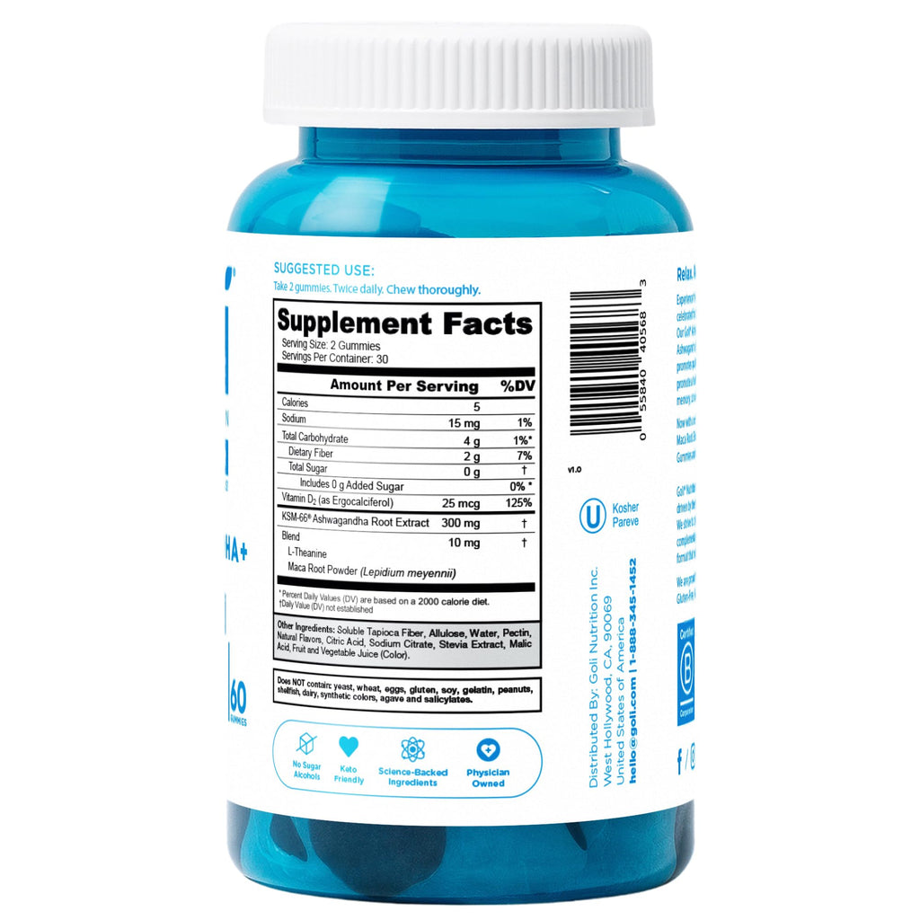 Ashwagandha GOLI sin azúcar (60 gomitas)