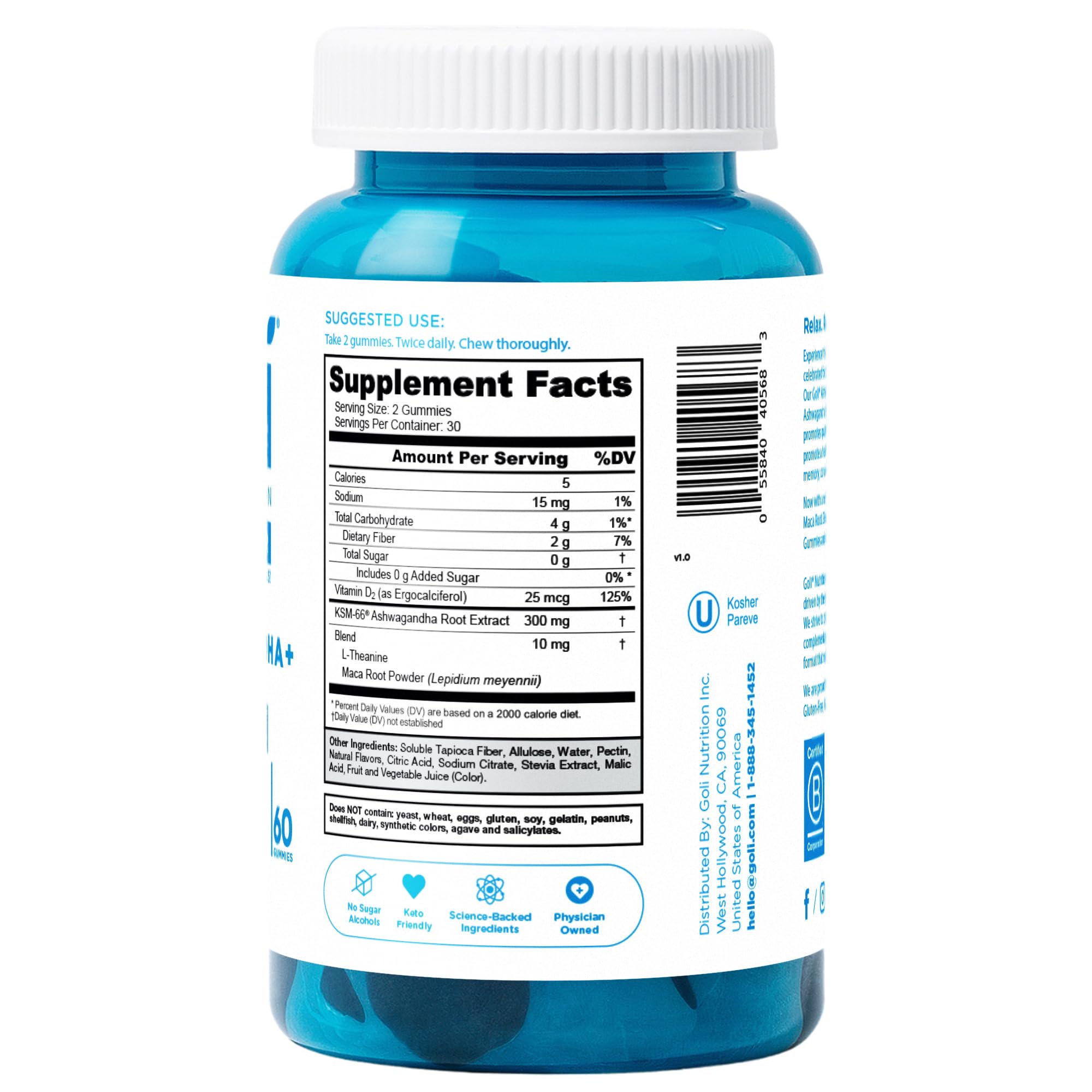 Ashwagandha GOLI sin azúcar (60 gomitas)