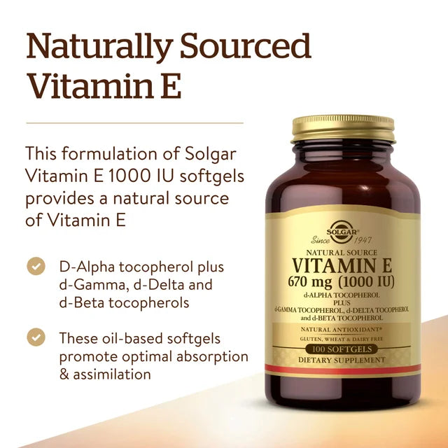 Vitamina E SOLGAR 670 mg (1000 UI)(100 cápsulas)