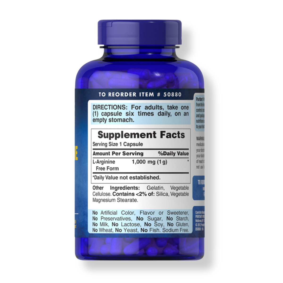 L-Arginina Puritans Pride 1.000mg (100 cápsulas)