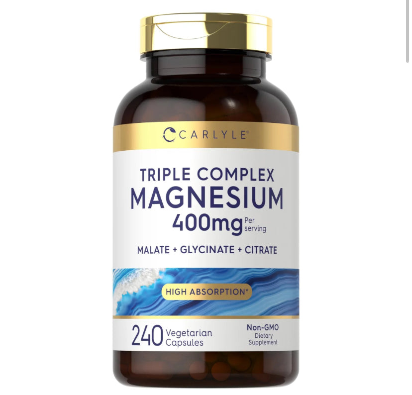 Triple Magnesio (Glicinato + Citrato + Malato) Carlyle (240 cápsulas)