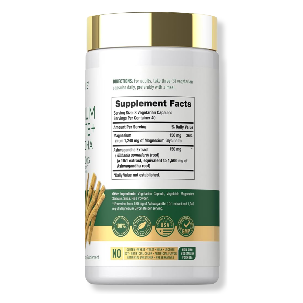 Glicinato de Magnesio + Ashwagandha Carlyle (120 cápsulas)
