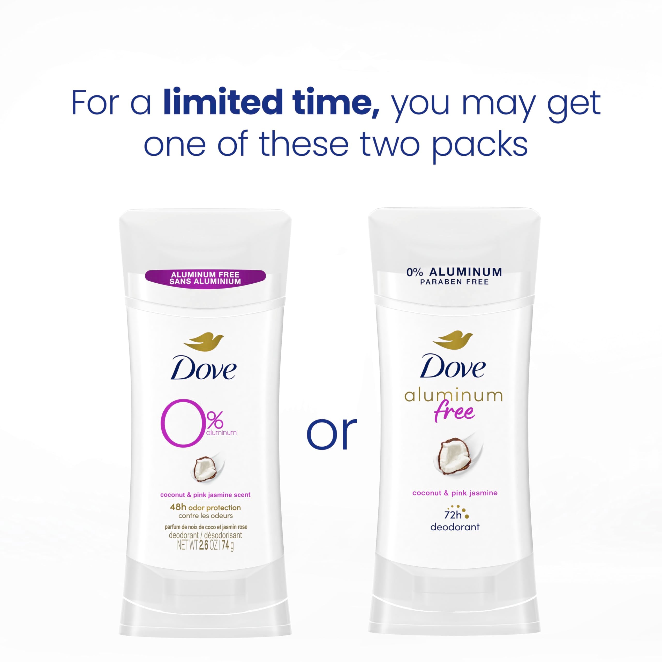 Desodorante Dove Coconut & Pink 0% aluminio (74g)