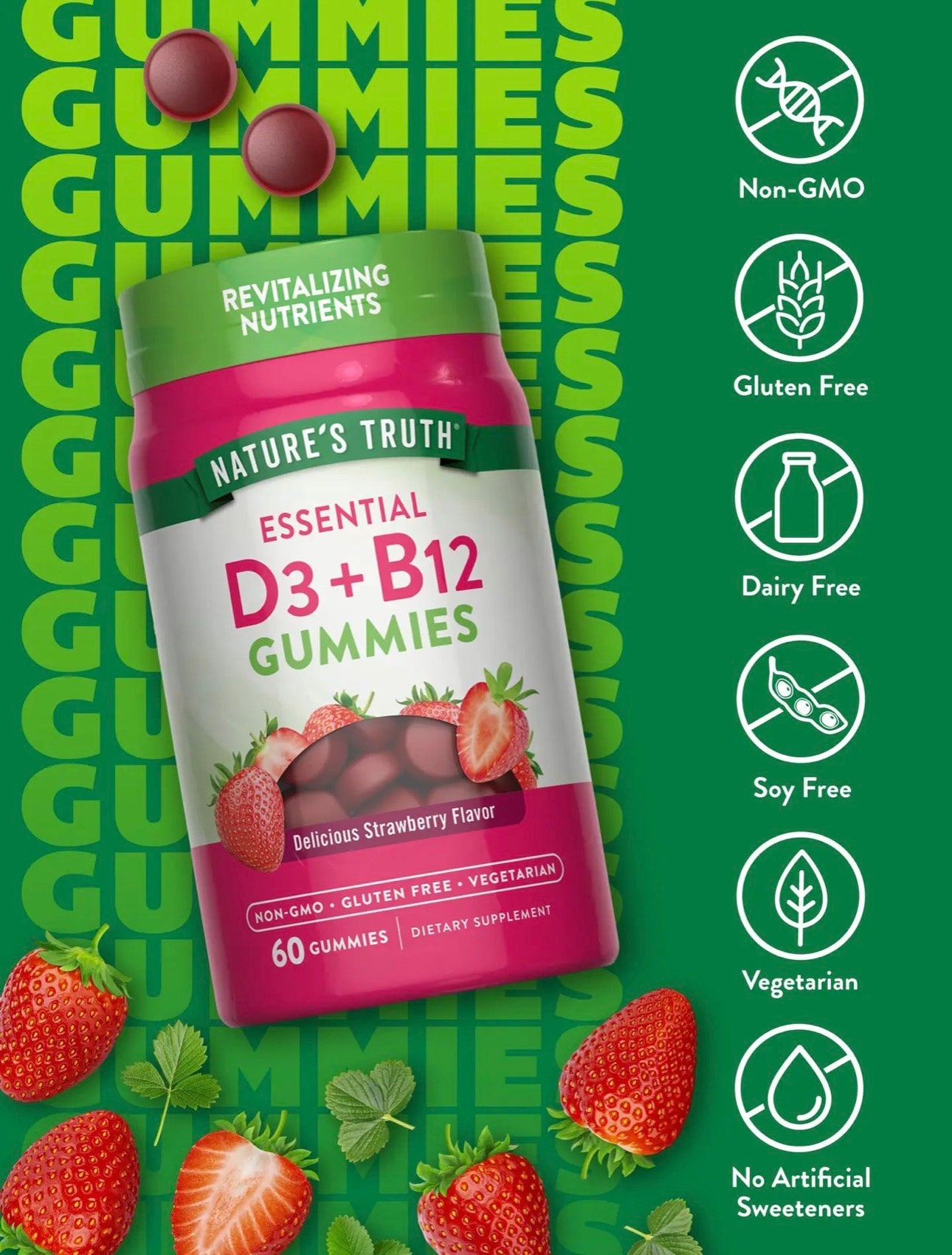 Vitamina D3 + B12 Nature's Truth)60 gomitas)