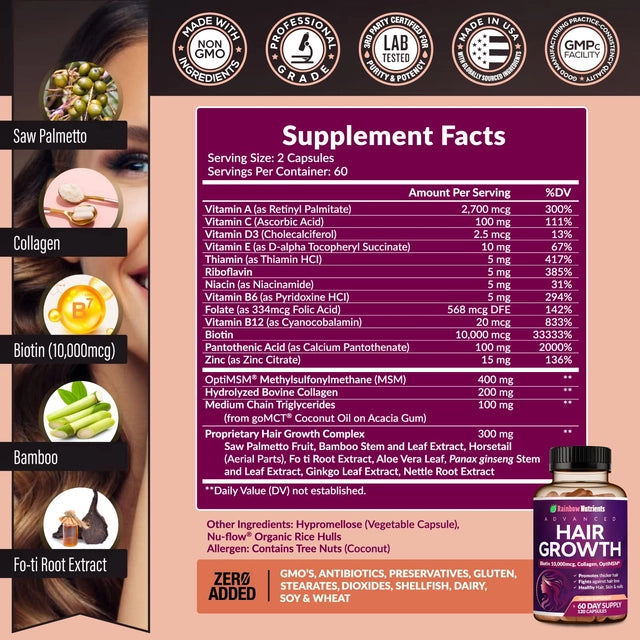Hair Growth Rainbow Nutrients (120 cápsulas)