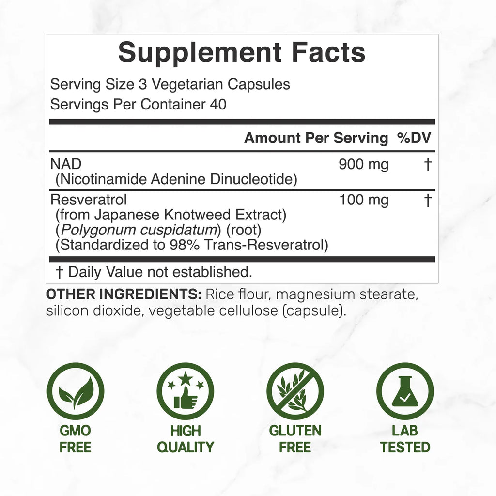 NAD+ Resveratrol 1.000mg Deal Supplement (120 cápsulas)