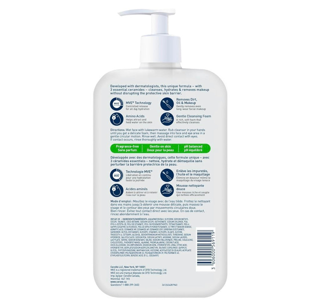 Limpiador Facial en Crema para piel normal a seca CeraVe (562ml)