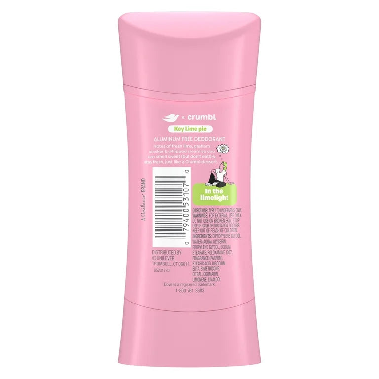 Desodorante Libre de Aluminio Dove x Crumbl Key Lime pie (2.6 Oz)