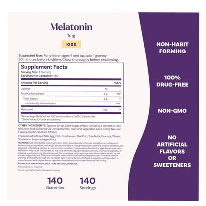 Melatonina Kids NATROL 1mg (140 gomitas)