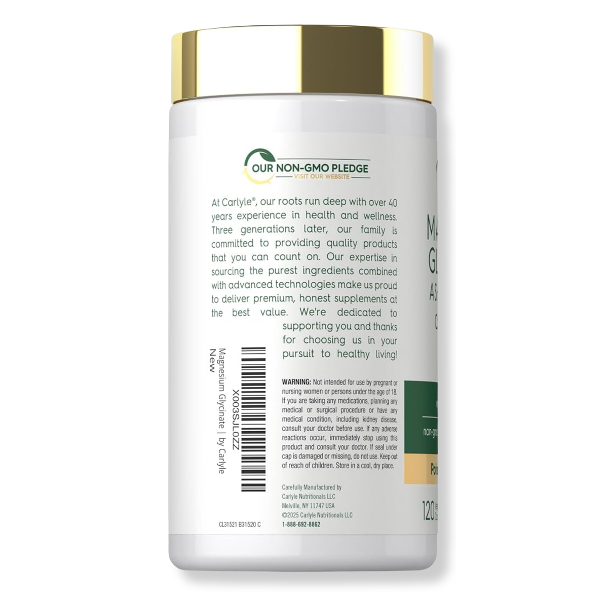 Glicinato de Magnesio + Ashwagandha Carlyle (120 cápsulas)