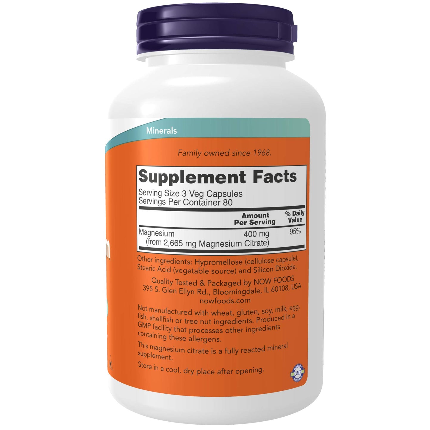 Citrato de Magnesio NOW 400mg (240 cápsulas)