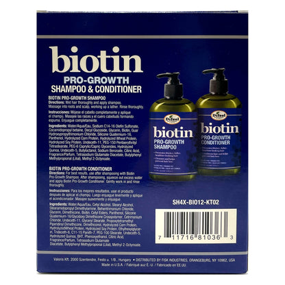 KIT Capilar (Shampoo y Acondicionador) Biotina Pro Growht Difeel (355ml)