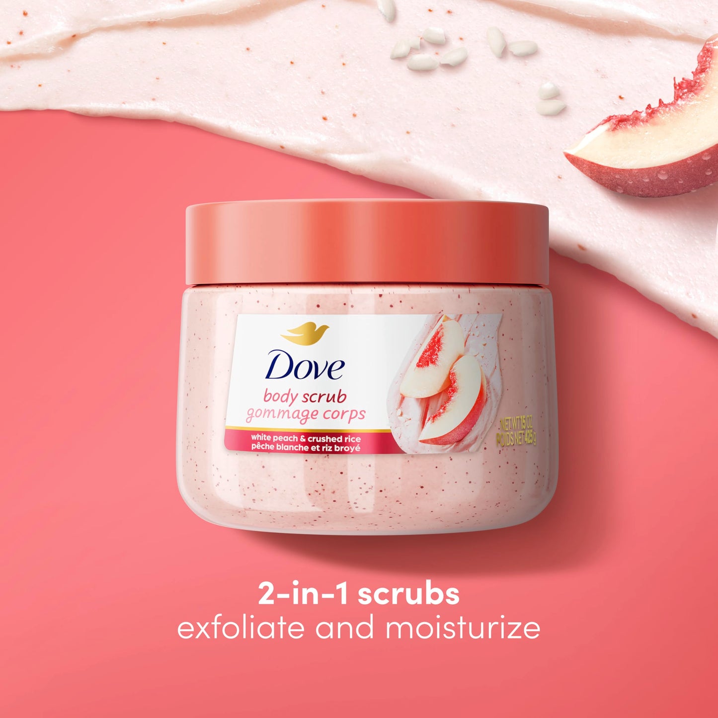 Exfoliante Corporal Dove White Peach & Crushed Rice (425g)