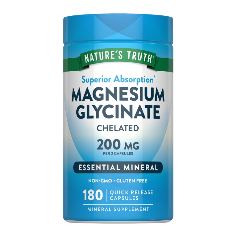Glicinato de Magnesio Natures Truth 200mg (180 cápsulas)