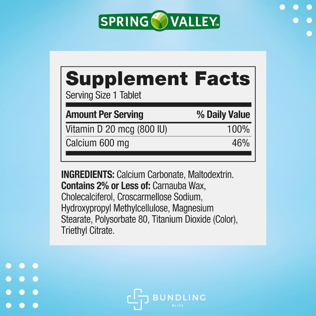 Calcio 600mg Spring Valley (250 tabletas)