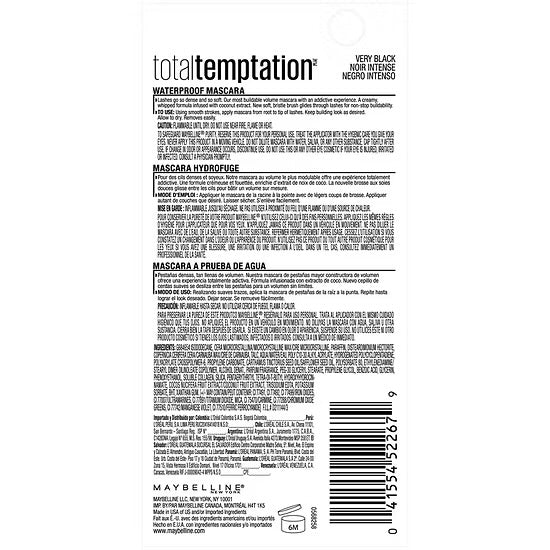 Máscara de Pestañas Total Temptation (9.0ml) Maybelline
