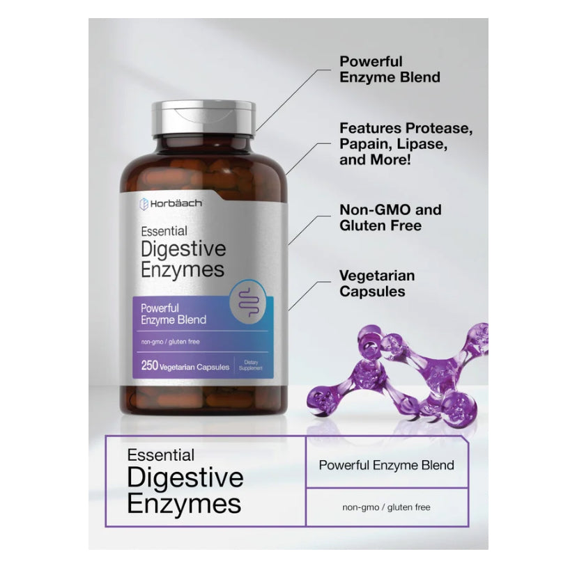 Enzimas Digestivas Esenciales Horbaach (250 cápsulas)