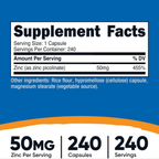 Picolinato de Zinc Nutricost 50mg (240 cápsulas)