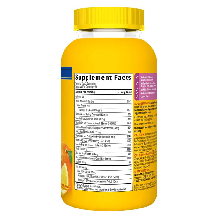 Multi + Omega 3 para mujer Nature Made(180 gomas)