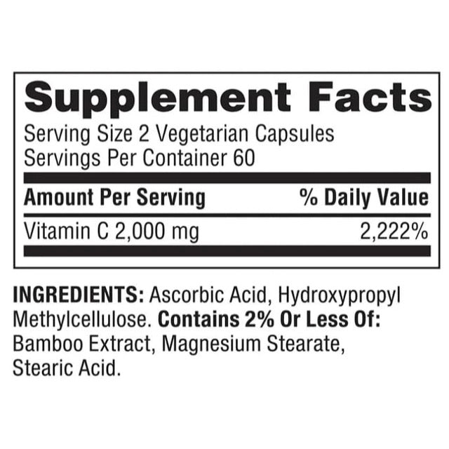 Vitamina C Spring Valley 2.000mg (120 cápsulas)