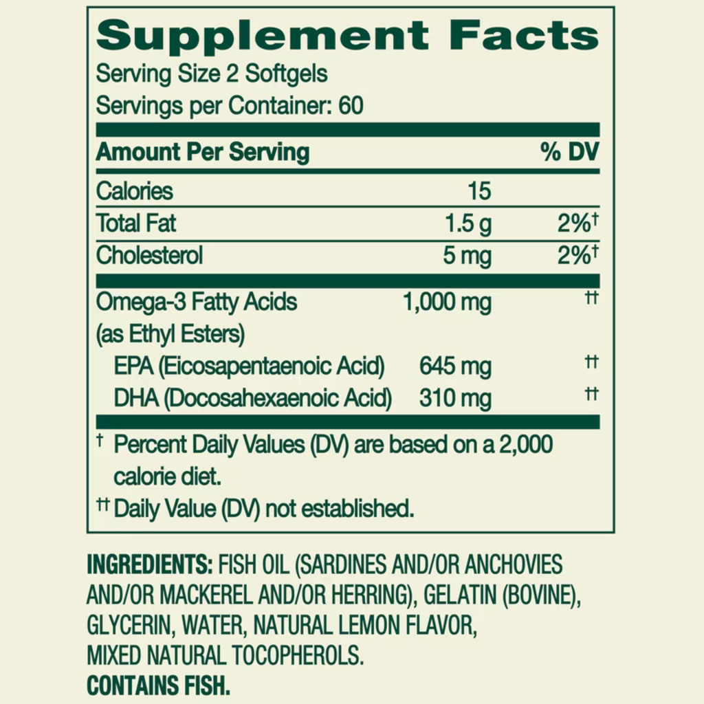 Omega 3 Mini Spring Valley 1.000mg (120 mini cápsulas)