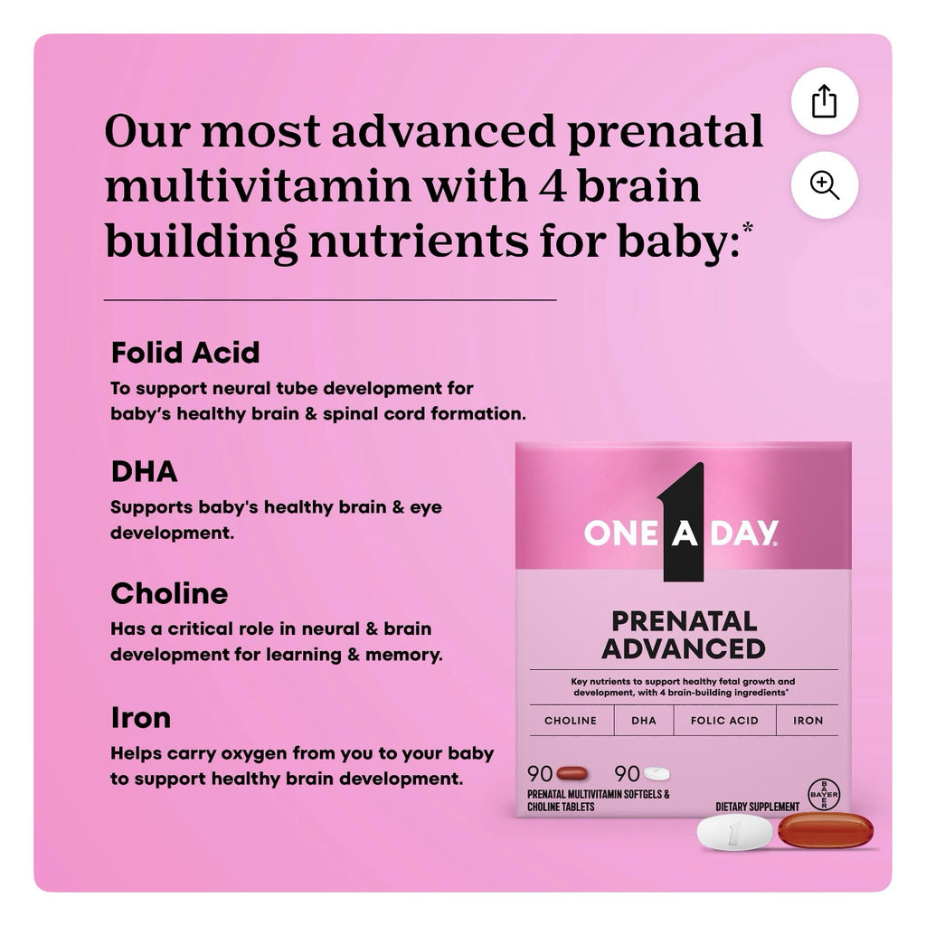 Multivitaminico Prenatal Advanced con Ácido Folico One A Day (90+90)